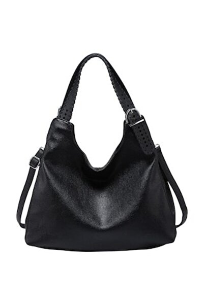 OEM Κομψή και πρακτική γυναικεία τσάντα, τεχνητό δέρμα R55017, μαύρη