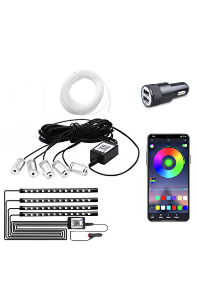 GENOVATE Kit Lumini Ambientale Auto Genovate™ 6m cu 4 Benzi LED și Control di...