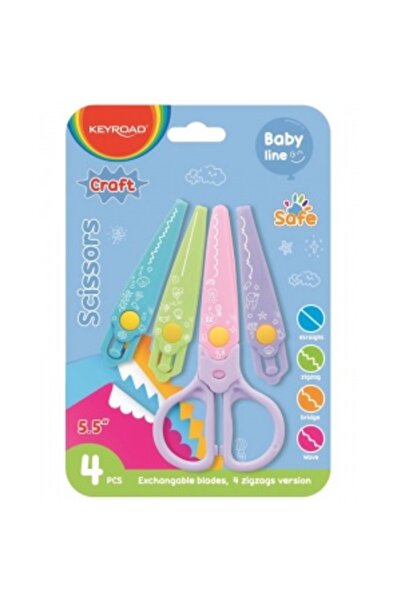 KEYROAD Baby Line Scissors KR972337, 14.0 cm, creative, with 4 patterns