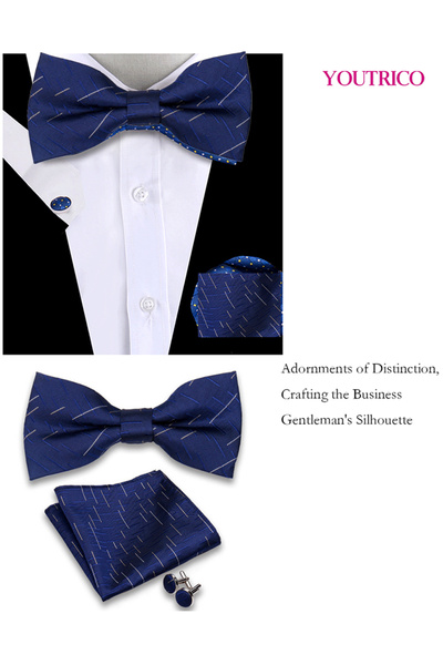 Youtrico 3PCS Bow Tie, Handkerchief Cufflink Set (Handmade)Men/Women Parties, Concerts, Celebrations