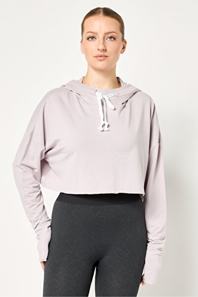 Reebok Women Sportswear Fit Long Sleeve Training Cropped Hoodie, Lavender