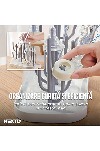 NEXTLY Versatile Bottle Drying Rack with Detachable Arms - Compact, Hygienic & Durable Design