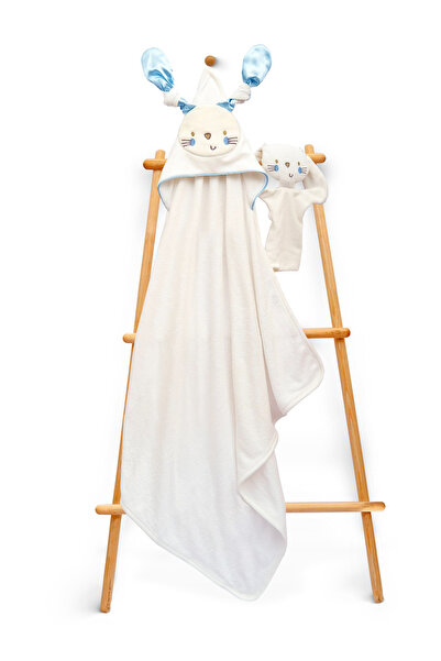Babyline Aş 100% Cotton Baby Towel with Silvery Sleeping Friend and Rabbit Em...