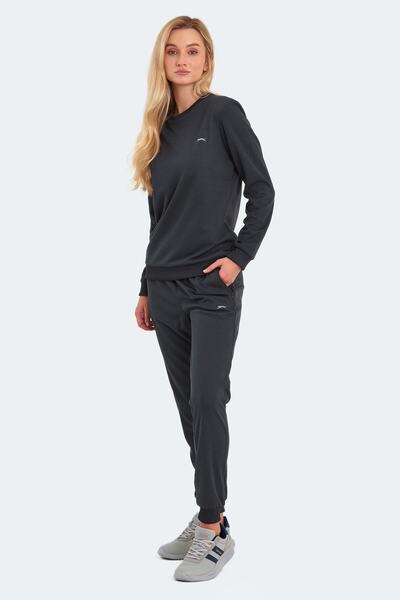 Slazenger Olinda Women's Dark Gray Tracksuit Set with Pockets