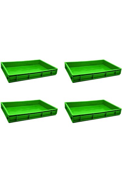 Ethic Solutions 4pcs Plastic Catering Crate Box 600×400×80mm 34L Heavy Duty Green