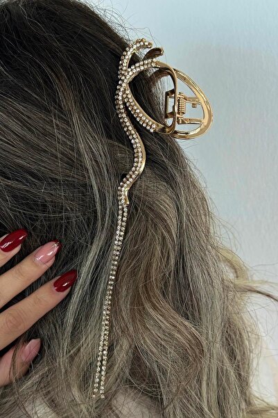 TAKIŞTIR Μεταλλική πόρπη με λεπτομέρεια από πέτρα σε χρυσό χρώμα