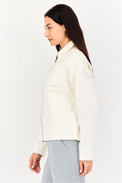 New Balance Women Oversized Fit Long Sleeve Training Jacket, Off White