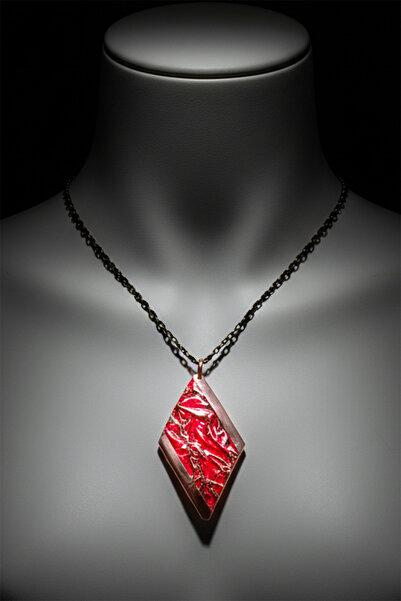OSMANLI GÜMÜŞ Women's Copper Necklace - Red Passion Color Model Copper Women's Necklace