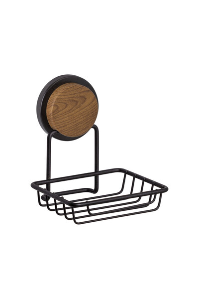 Metalife Soap dish MGS-704W, 13x10x9 cm, Black/Wooden