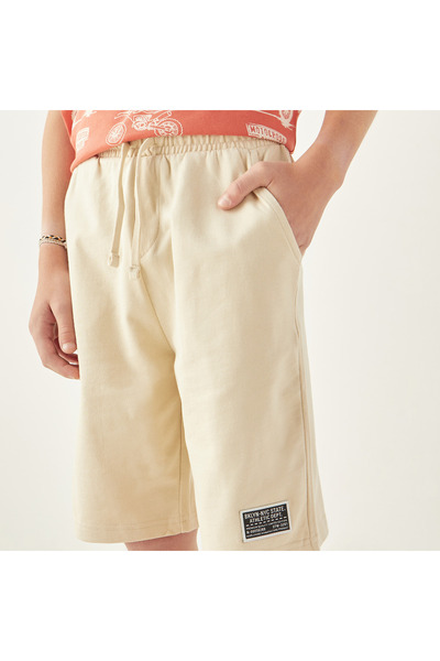 Juniors Solid Shorts with Pockets and Drawstring Closure