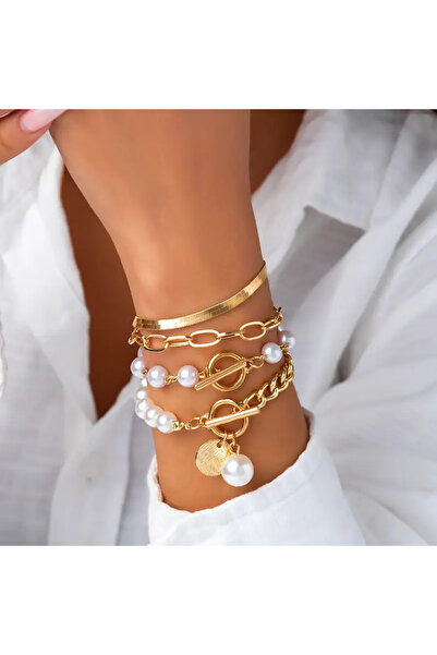 İnci Mercan Bujiteri 4 Parça Avrupa Tarzı Bileklik - Kelepçe Bileklik ve Yıla...