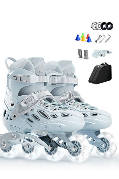 KidLe Kids Inline Skate Adjustable Inline skates with Full Light Up Wheels 3 Size, for Girls and Boys