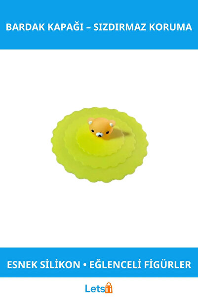 Letsii Esnek Dayanıklı Renkli Silikon Bardak Kapağı Çocuklar ve Yetişkinler için