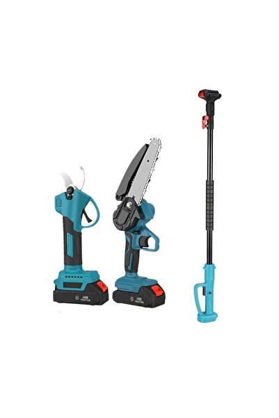 NEXTLY 48V Cordless Garden Pruning Set: Telescopic Chainsaw & Shears - Blue-Black