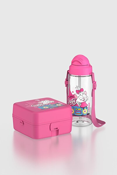 Renga طقم علبة غداء للأطفال من لييا كرال شاكر كانان سعة 1000 مل مع زجاجة ماء سعة 500 مل، موديل 222051، لون وردي