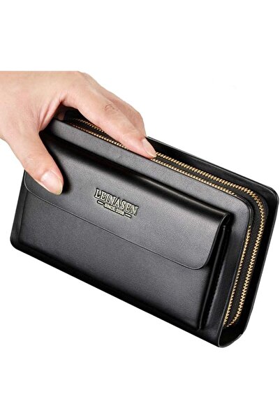 Generic Valentoria Mens Large Long Leather Hand Bag Wallet Travel Passport Business (Black)