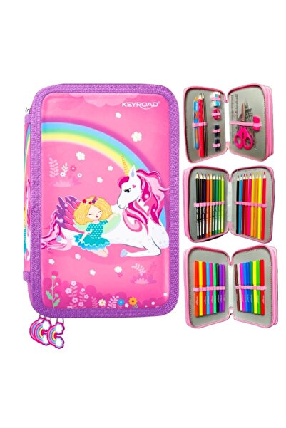 KEYROAD penar echipat, 3 fermoare, 52 piese, roz, KR971818