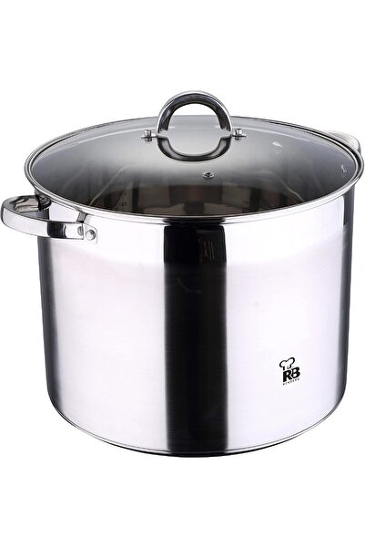 Generic Alexander Stockpot 32×25 cm, 20 L, Stainless Steel with Glass Lid, 5-Layer Base - Rinberg