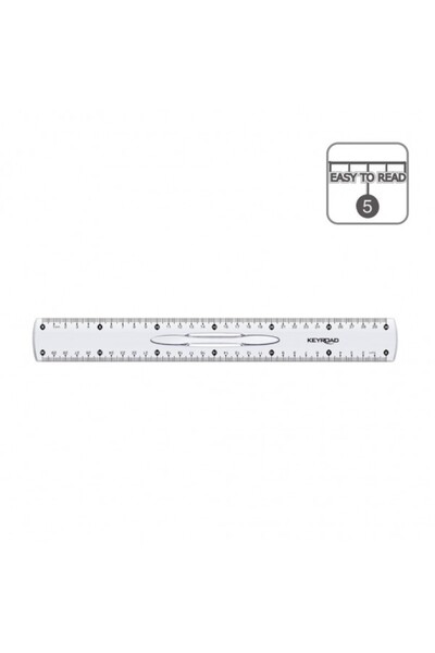 KEYROAD KR971083 Ruler, 30 cm, transparent plastic, with handle