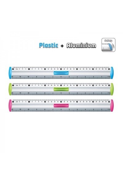 KEYROAD ruler KR971330, 30 cm, aluminium, various colors, with pencil holder