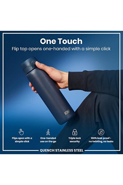 Ion8 Lightweight 1 Litre Steel Water Bottle, Non-Insulated, Leak Proof