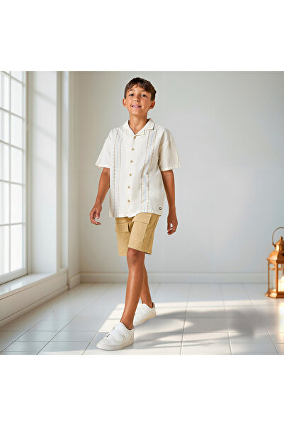 Juniors Solid Cargo Shorts with Pockets and Drawstring Closure