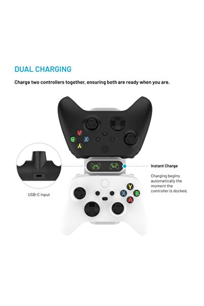 FIXED Βάση φόρτισης χειριστηρίου Xbox FIXXB-DCC-BK, Διπλή θύρα, για Xbox Series S/X, Elite, One, USB-C, Λευκό