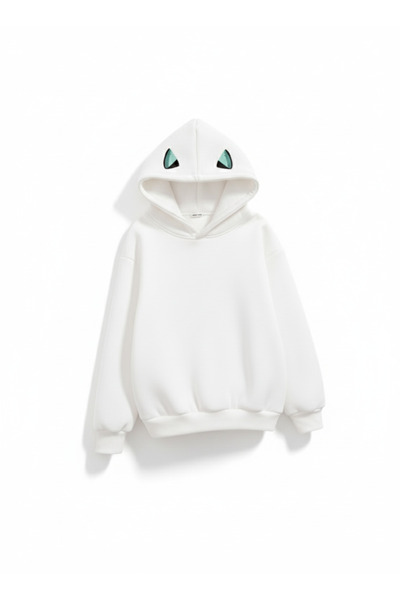 dwnwear Γυναικεία/Unisex Φούτερ με κουκούλα με λευκό χαμόγελο και χαμογελαστό πρόσωπο