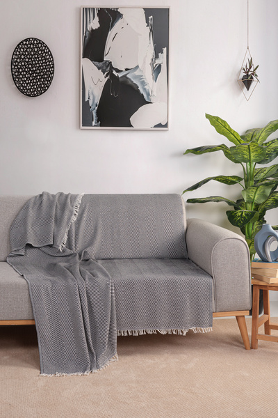 Babada Home غطاء سرير بنمط عظم السمك مقاس 155×190 سم