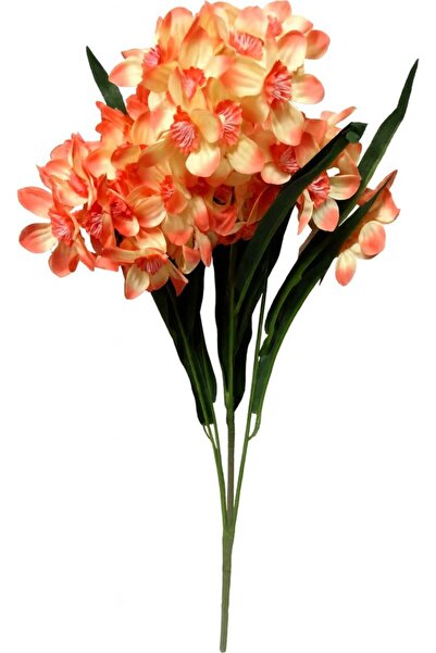 DEFNE DECOR Yapay Çiçek Nergis Demeti 5 Dal 50 cm turuncu Pastel Renk