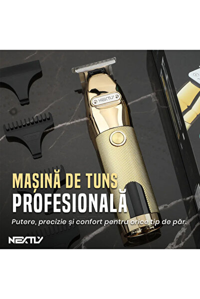 NEXTLY Professional Cordless Hair Clipper with Digital Display, Gold Finish