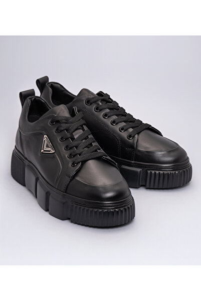 MARCOMEN Erkek Kalın Tabanlı Deri Sneaker Siyah