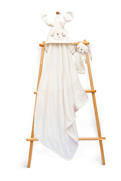 Babyline Aş 100% Cotton Baby Towel with Silvery Sleeping Friend and Rabbit Em...