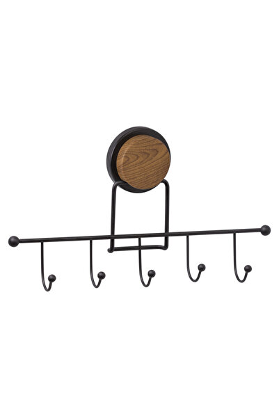 Metalife Towel hanger with five hooks MGS-702W, Black/Wooden