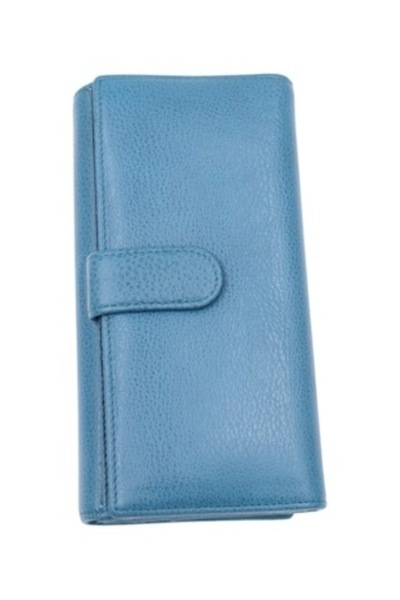 HASSION Women's Genuine Leather Wallet A05, Light Blue