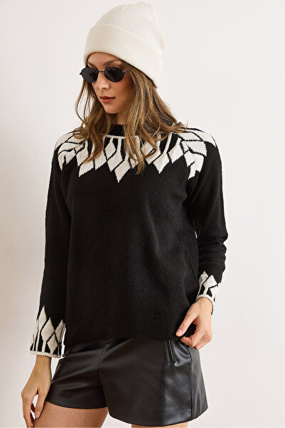 Olalook Women's Black Collar Cuff Detailed Knitwear Sweater Kzk-19001023