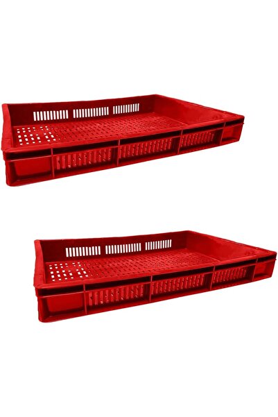 Ethic Solutions صندوق بلاستيكي للطعام مزود بتهوية، قطعتان، 600×400×80 مم، سعة 19 لترًا، أحمر