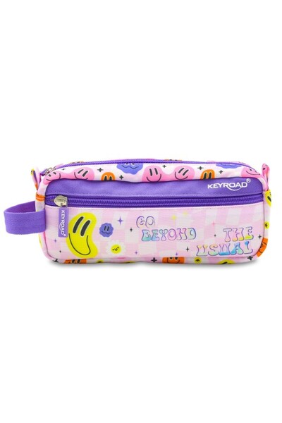 KEYROAD Penar fără umplutură, 2 fermoare, cilindric, roz cu violet, KR973137