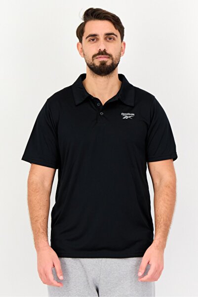 Reebok Men Sportswear Fit Short Sleeve Training Polo Shirt, Black