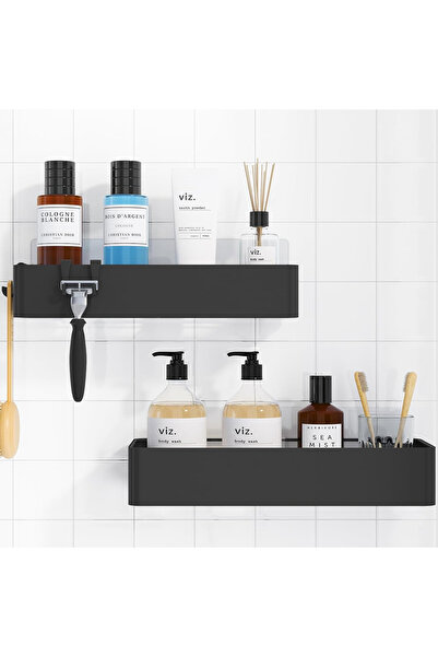 Elindor Set de 2 rafturi de duș Elindor®, raft adeziv, raft de baie, 30 x 11,...