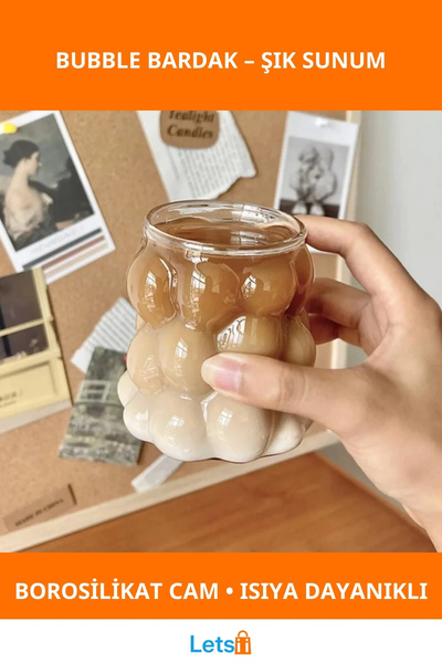 Letsii كوب فقاعي من الزجاج البوروسيليكاتي عالي الجودة