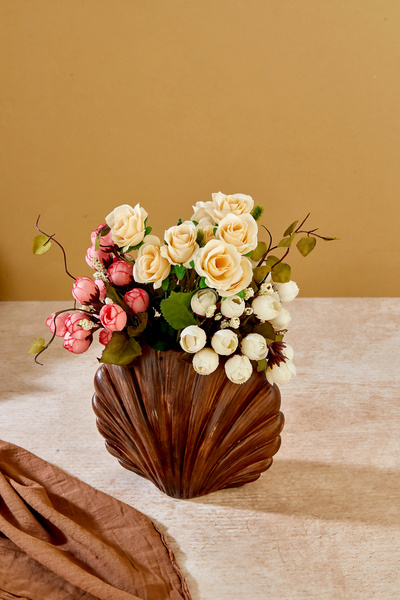 Akkoyunlu home İstiridye Modern Dekoratif Pinterest Vazo Seramik Şık Dekorasyon Çiçeklik Vazo(Kahve)