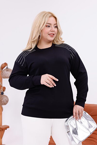 Siyezen Φούτερ μεγάλου μεγέθους με κρυστάλλινες πέτρες στους ώμους