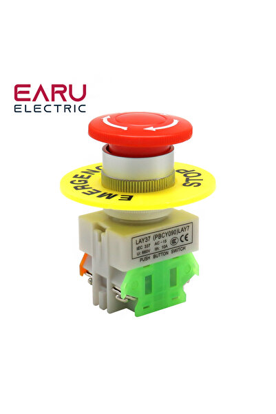 Choice Red Mushroom Cap 1NO 1NC DPST Emergency Stop Push Button Switch AC 660V 10A Switch Equipment Lift...