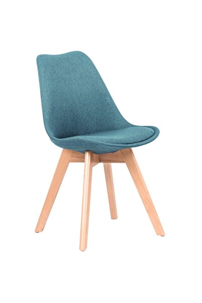 QMOBILI Scaun de bucătărie/dining KORA turcoaz, tapițat cu material textil, picioare din lemn de fag