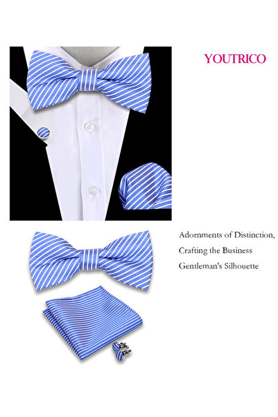 Youtrico طقم من 3 قطع من ربطات العنق والمنديل وأزرار الأكمام (صناعة يدوية) مناسب للحفلات والمناسبات والاحتفالات للرجال/النساء