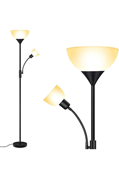 Sumkyle LED Floor Lamp with Double Lights, Vertical Ground Lamp With Adjustab...