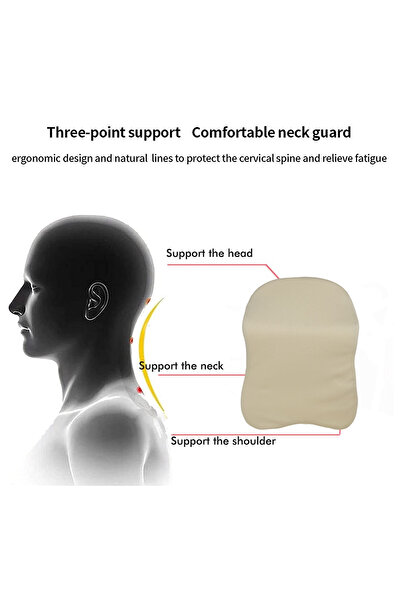 3XR Memory Foam Car & Travel Neck Pillow 3808 Ergonomic Three-Point Cervical Support Cushion beige