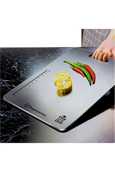 Generic OrganizeMee Large Stainless Steel Kitchen Cutting Board (36 x 25 cm)