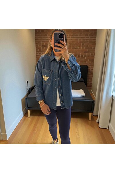 MU&ME BOUTİQUE GÖMLEK JEAN TAŞ İŞLEMELİ
